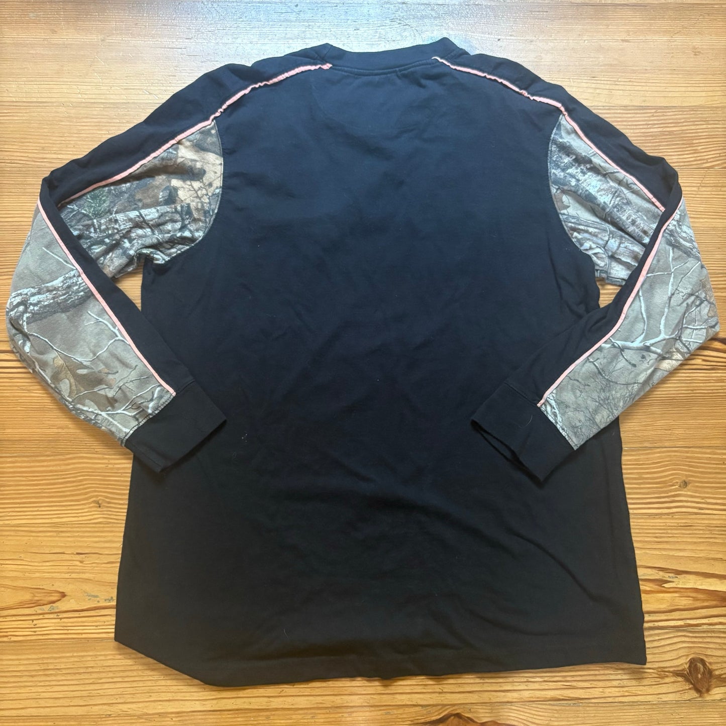 Chevrolet black camo orange long sleeve crew shirt SIZE L