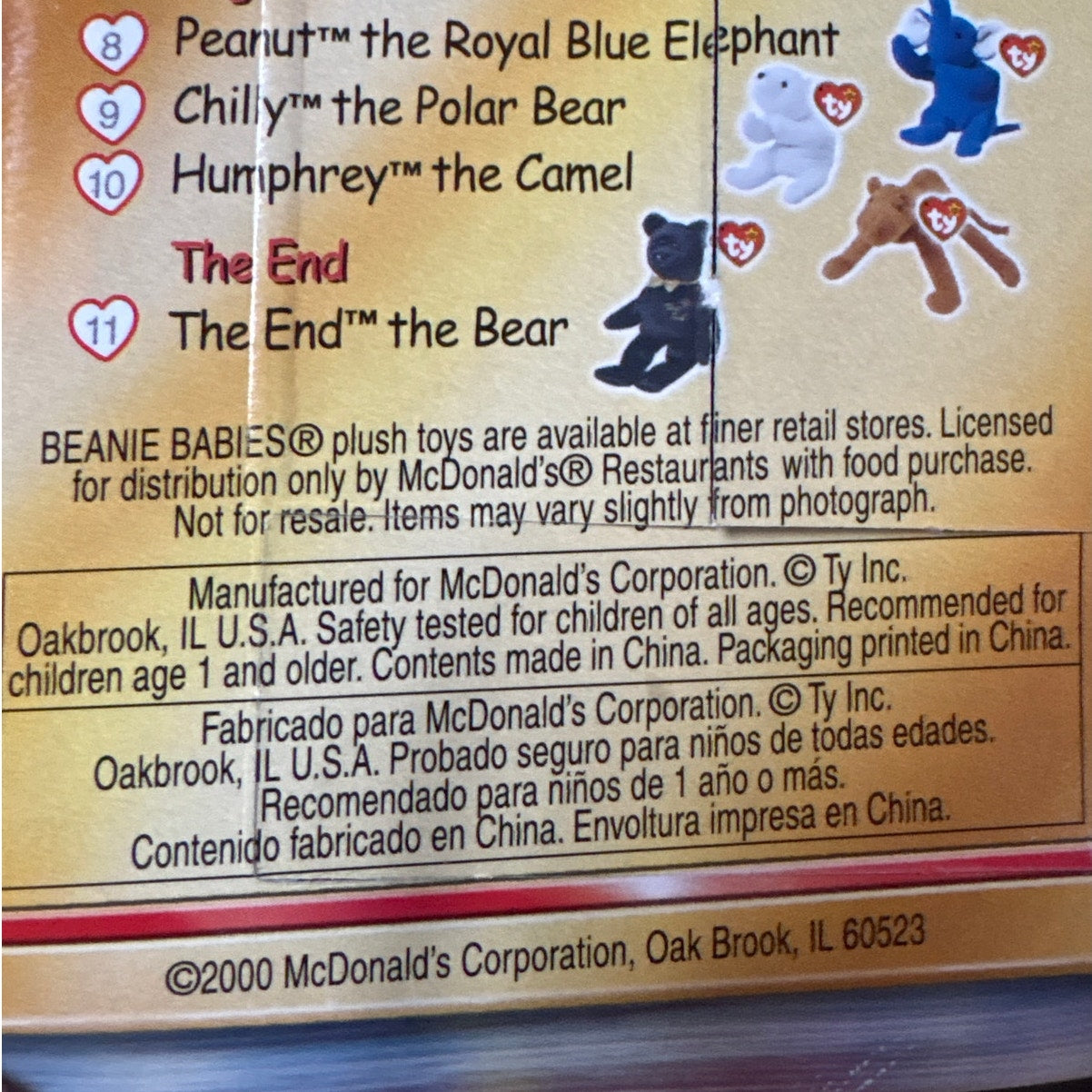 TY McDonalds Teenie Beanie Baby Millennium the Bear (2000) plush toy