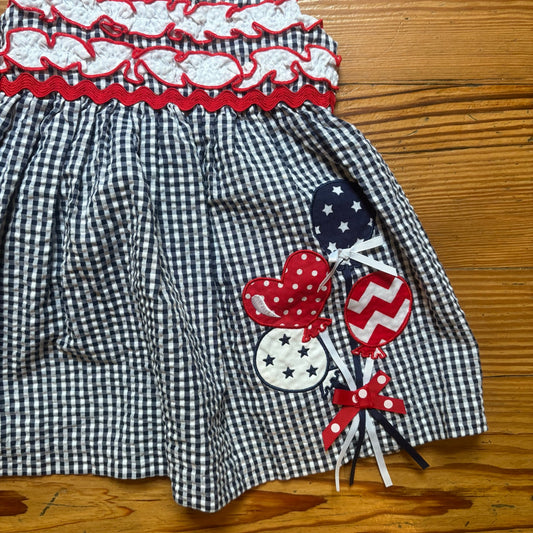 Rare Editions blue checkered American balloon sleeveless baby dress SIZE 12M