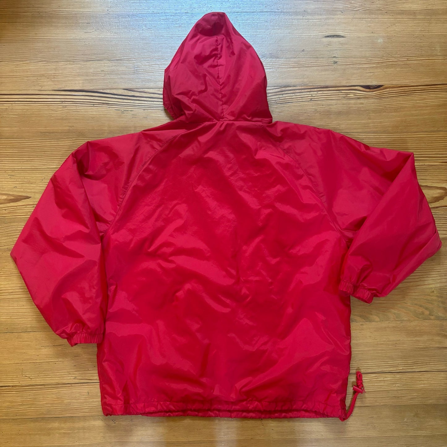 Tri-Mountain Nascar red quarter zip hooded lined wind breaker jacket SIZE L