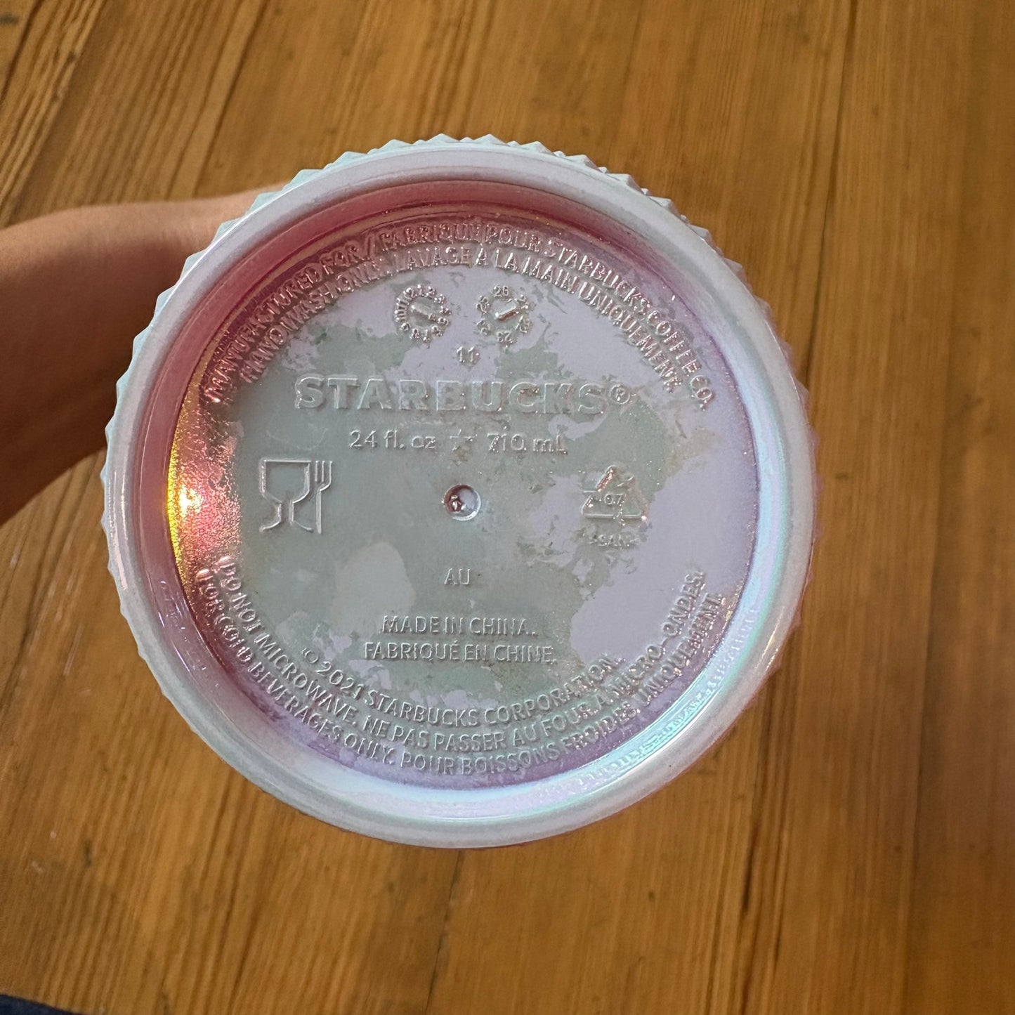 Starbucks studded holiday 04' 24 oz chrome pink white gold straw cup