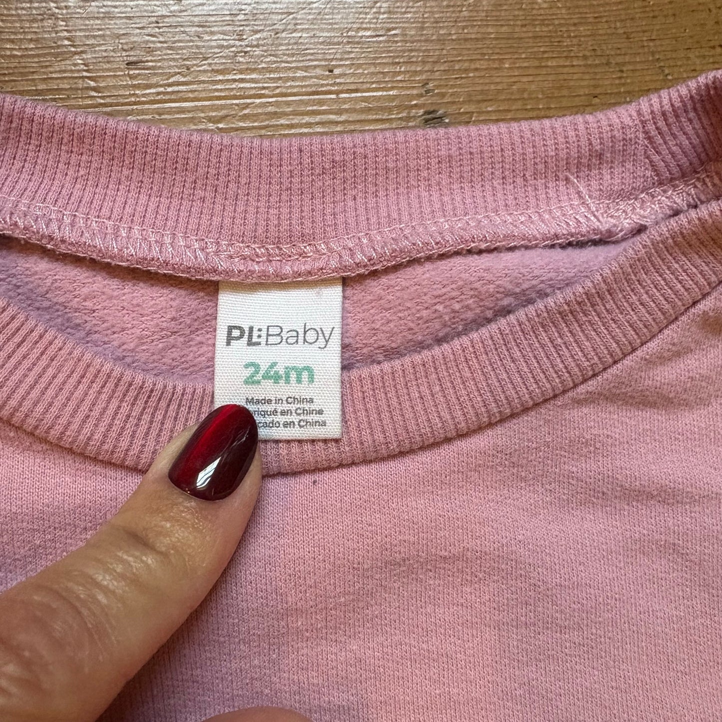 PL Baby pink Babe long puff sleeve toddler sweatshirt SIZE 24M