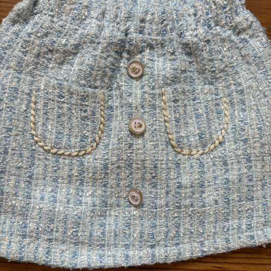 NWT Shein light blue white tweed elastic waistband toddler skirt SIZE 2-3