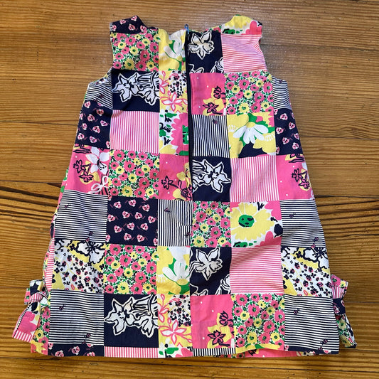 Lilly Pulitzer navy blue pink pattern checkered floral sleeveless dress SIZE 2