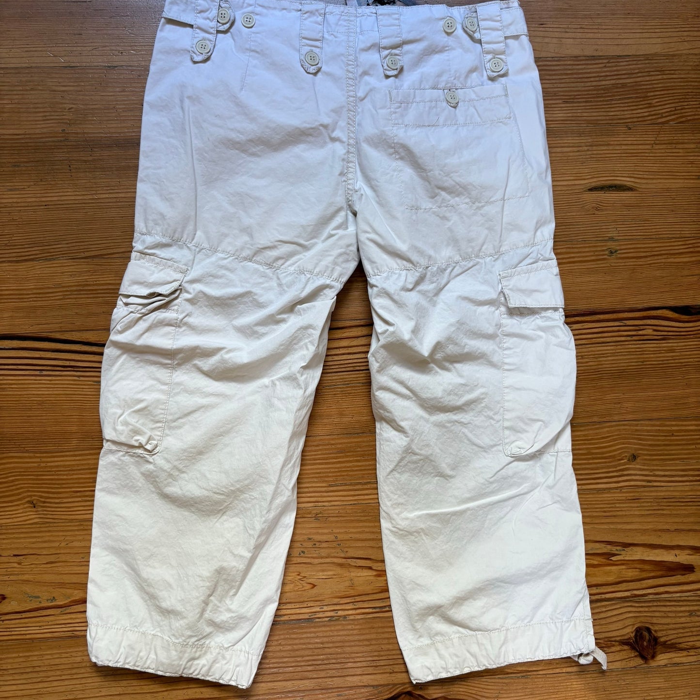 Steve & Barry's cream y2k cropped drawstring womens cargo pants SIZE 4