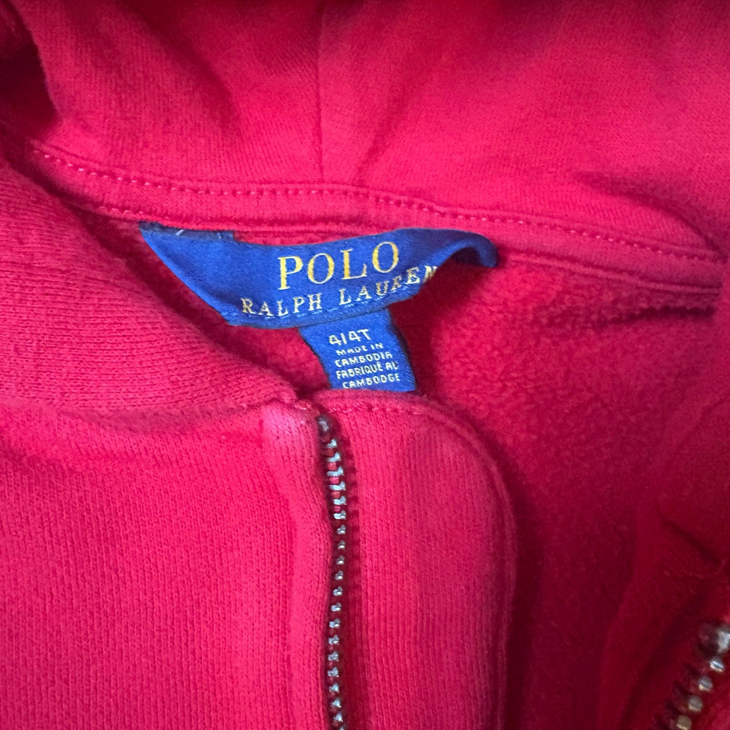 Polo Ralph Lauren red long sleeve full zip toddler hoodie sweatshirt SIZE 4T