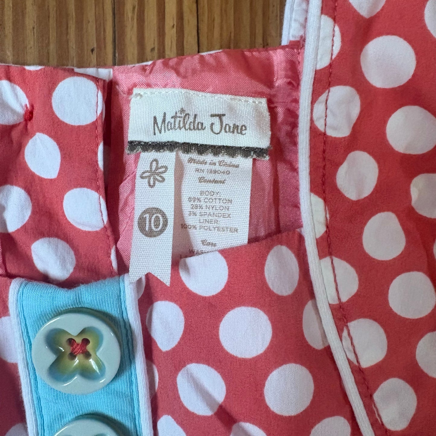 Matilda Jane pink white polka dot floral sleeveless flare girls dress SIZE 10