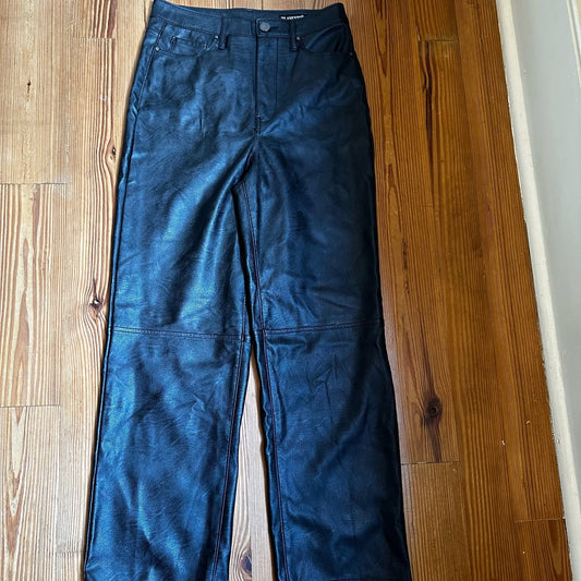 Blank NYC The Baxter black faux leather ribcage straight pants SIZE 27