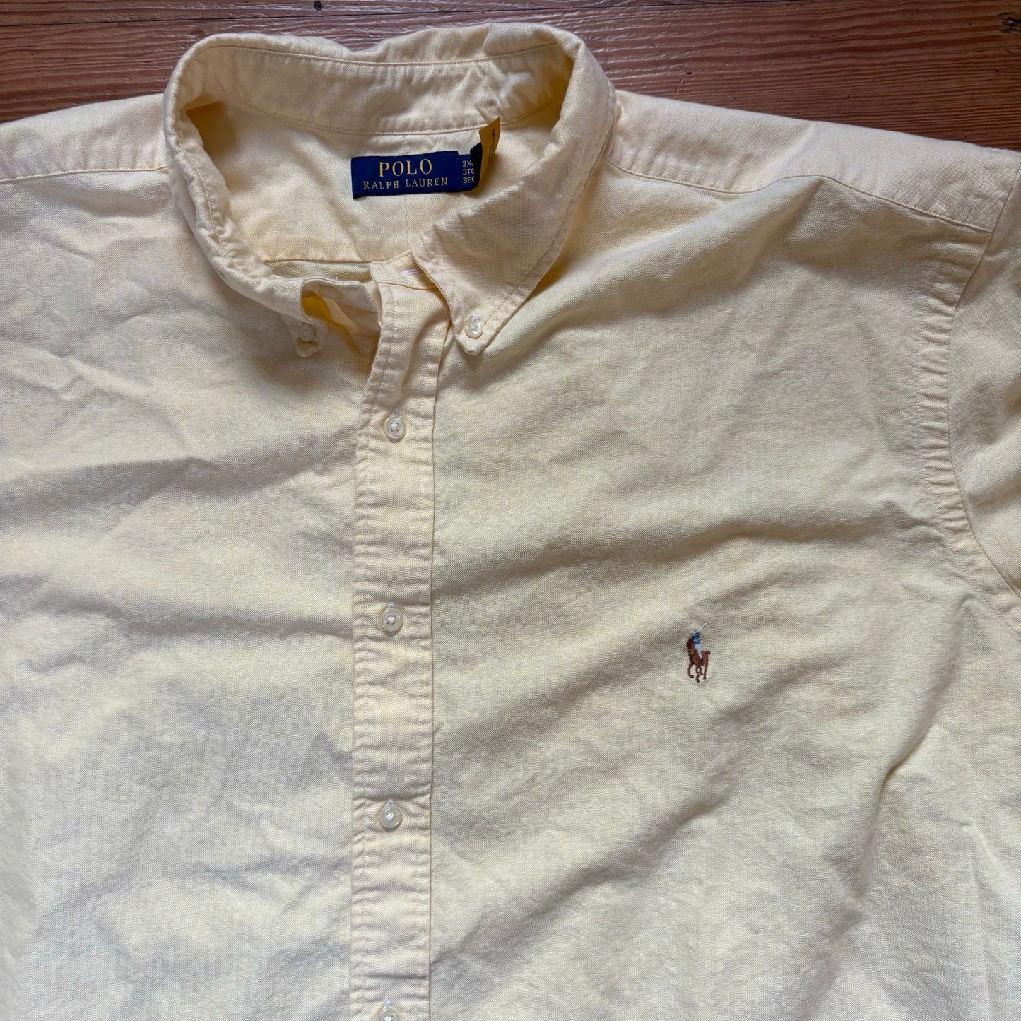 Polo Ralph Lauren pastel yellow short sleeve button up collar shirt SIZE 3XB