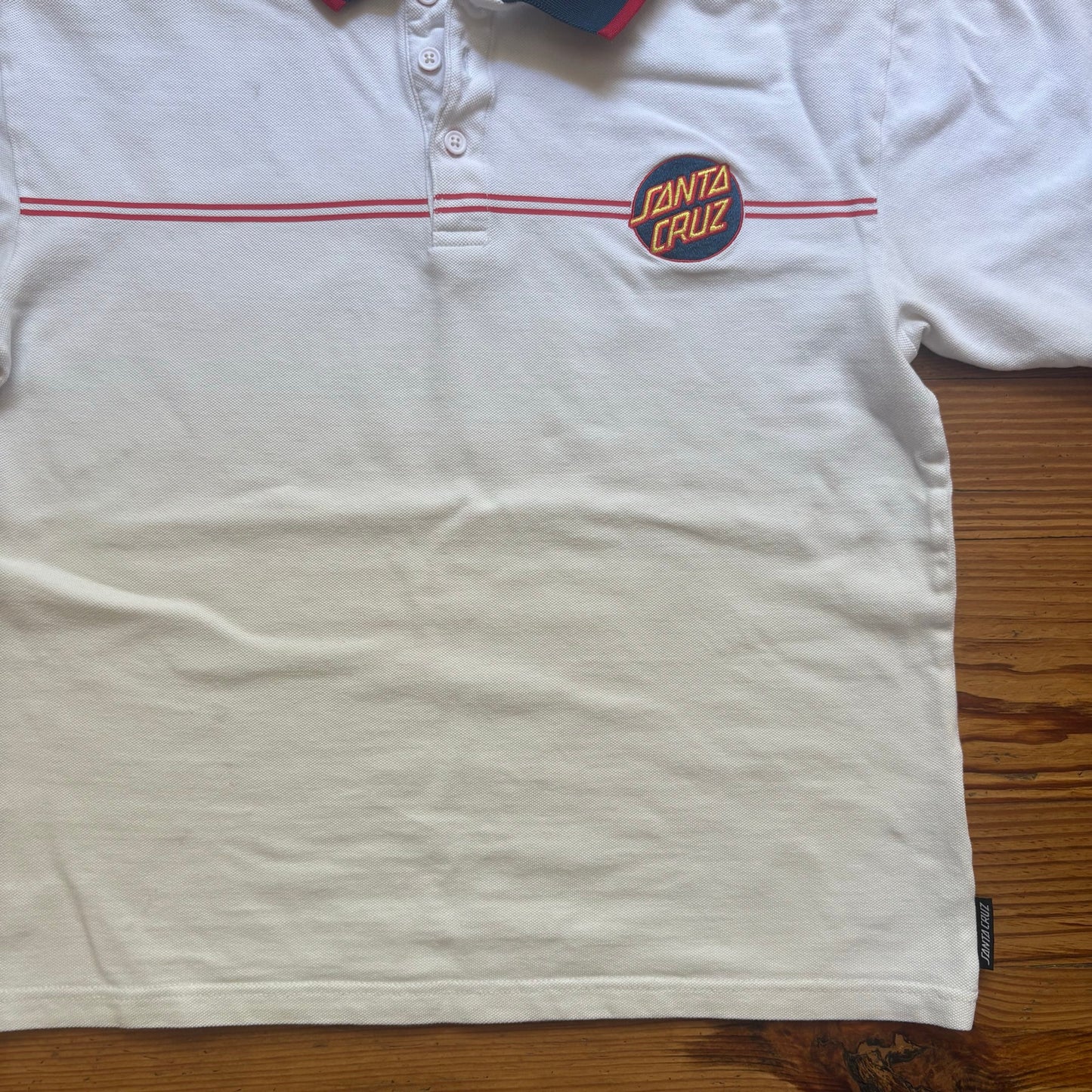 Santa Cruz white patch short sleeve polo womens shirt SIZE S