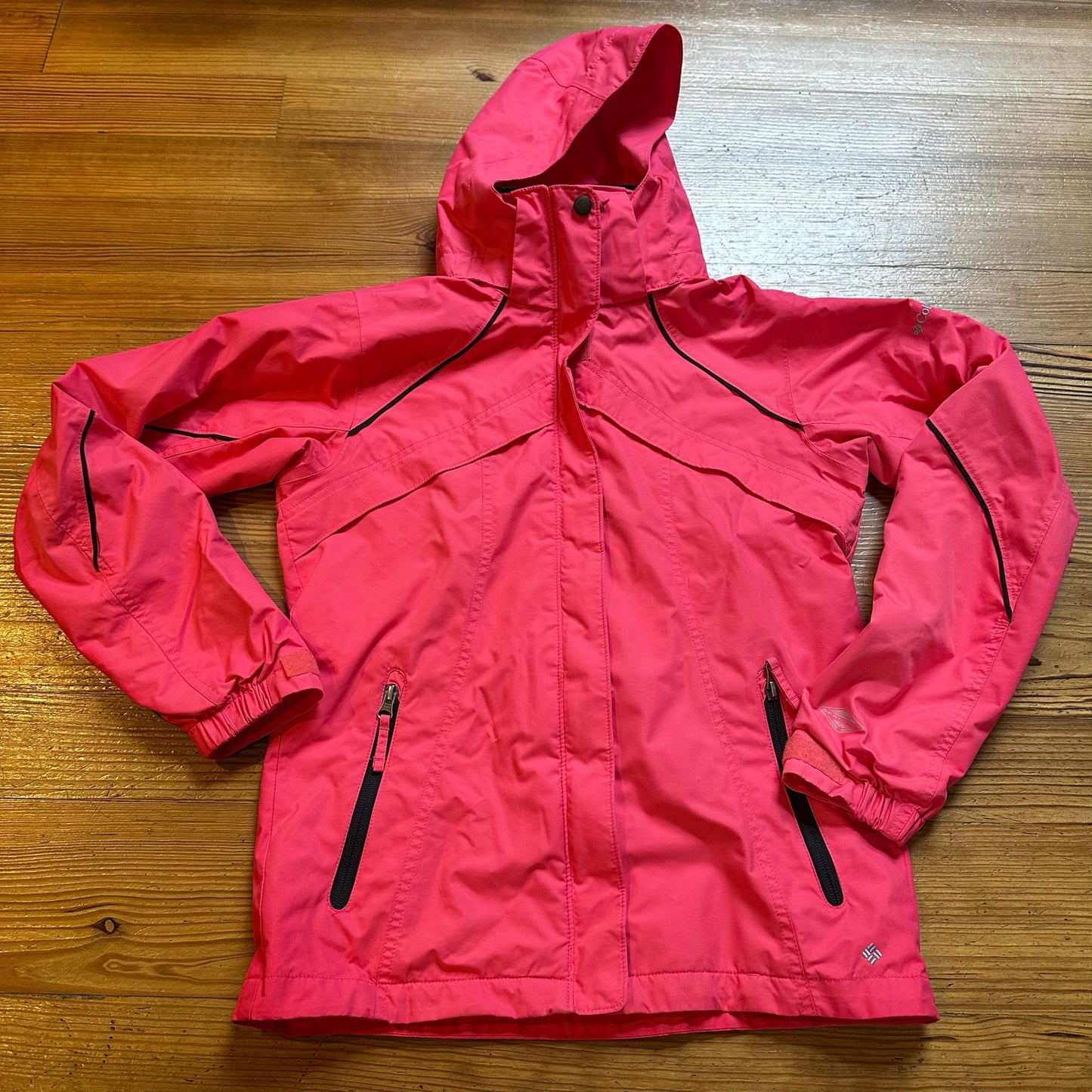 Columbia pink black accents hooded utility jacket SIZE 14