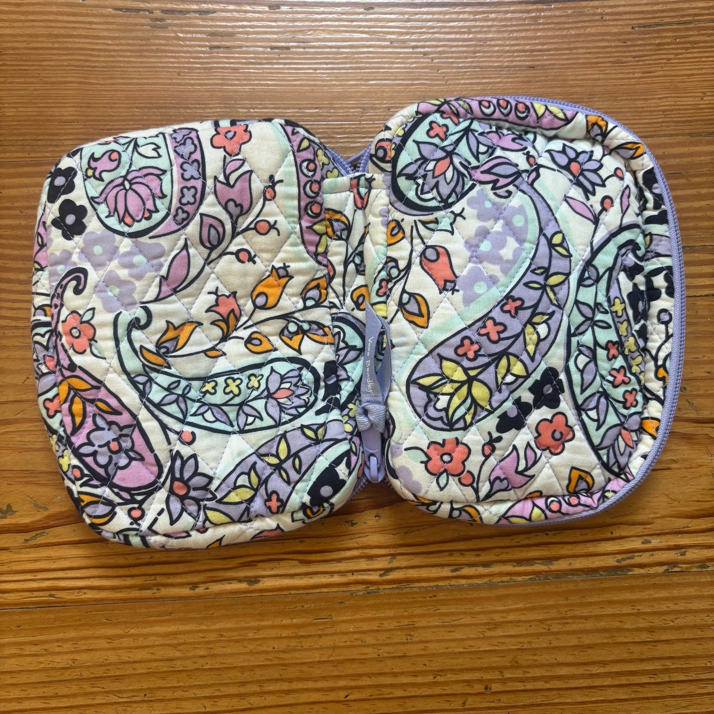Vera Bradley ivory pink paisley jewelry travel case