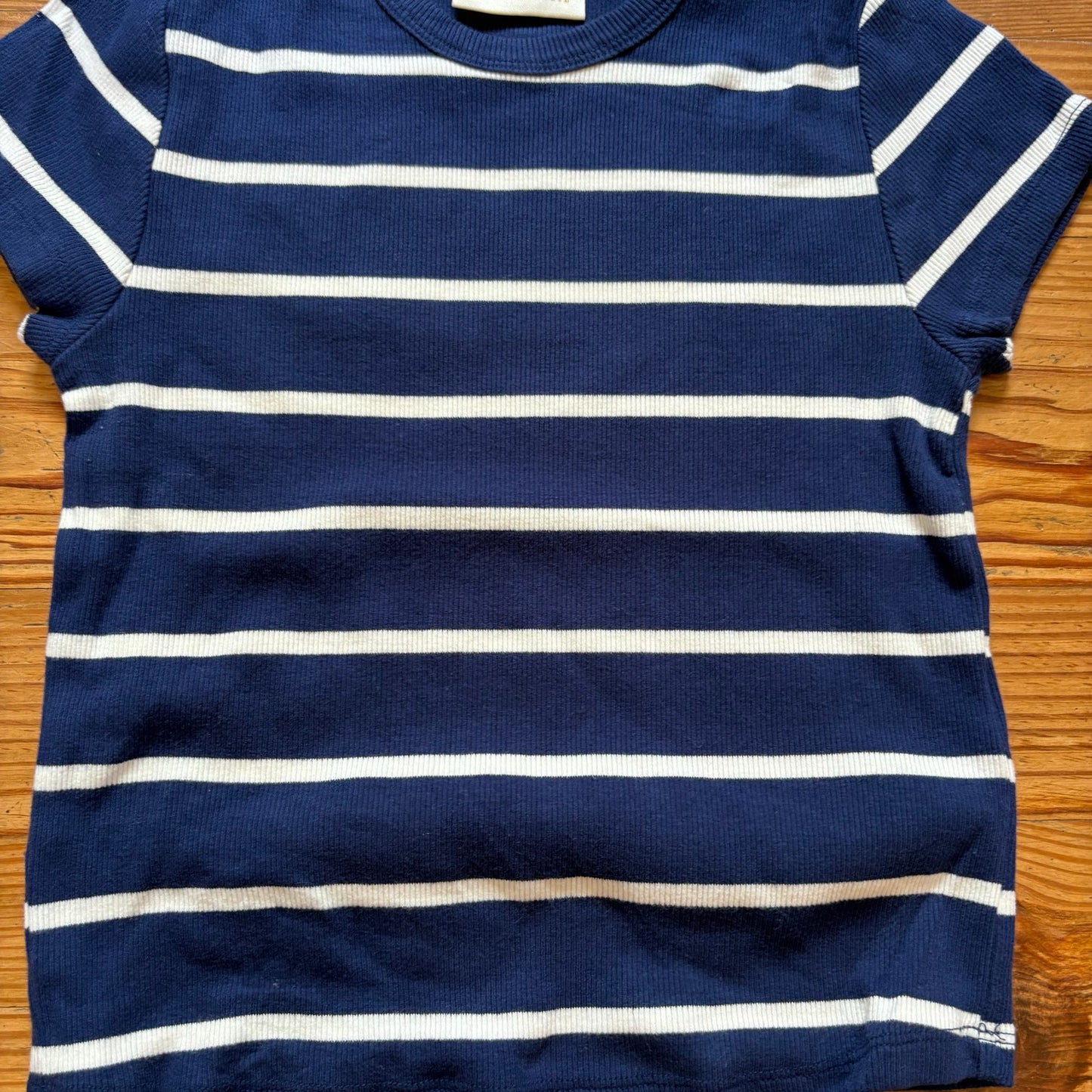 Anthropologie Maeve navy blue white striped baby short sleeve shirt SIZE XS