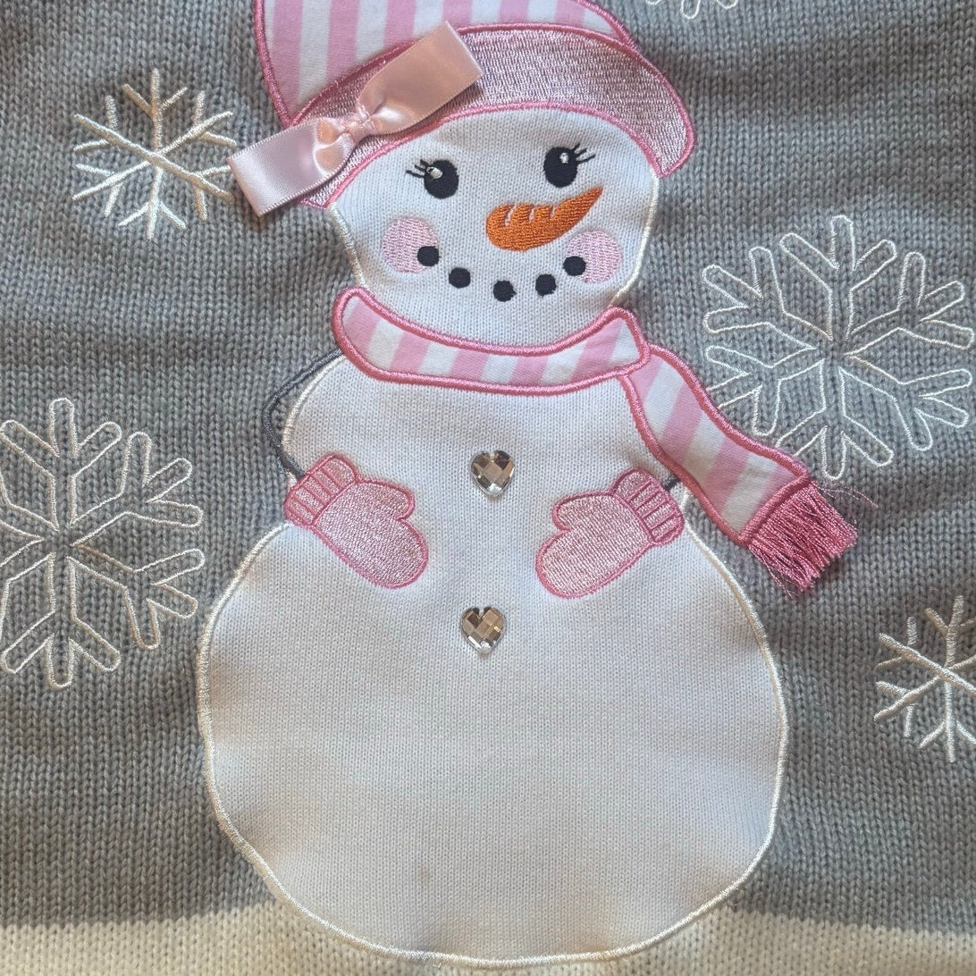 Bonnie Jean gray white snowman knit sleeveless girls dress SIZE 4