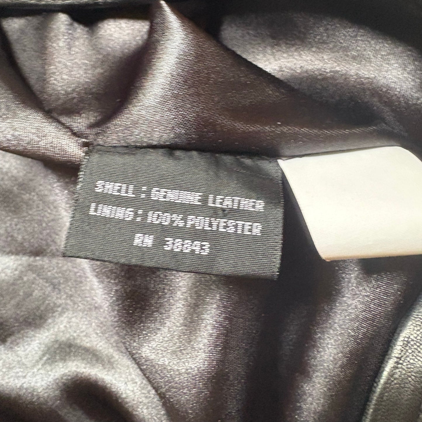 IZZI Collections black leather full zip collar bomber jacket SIZE L