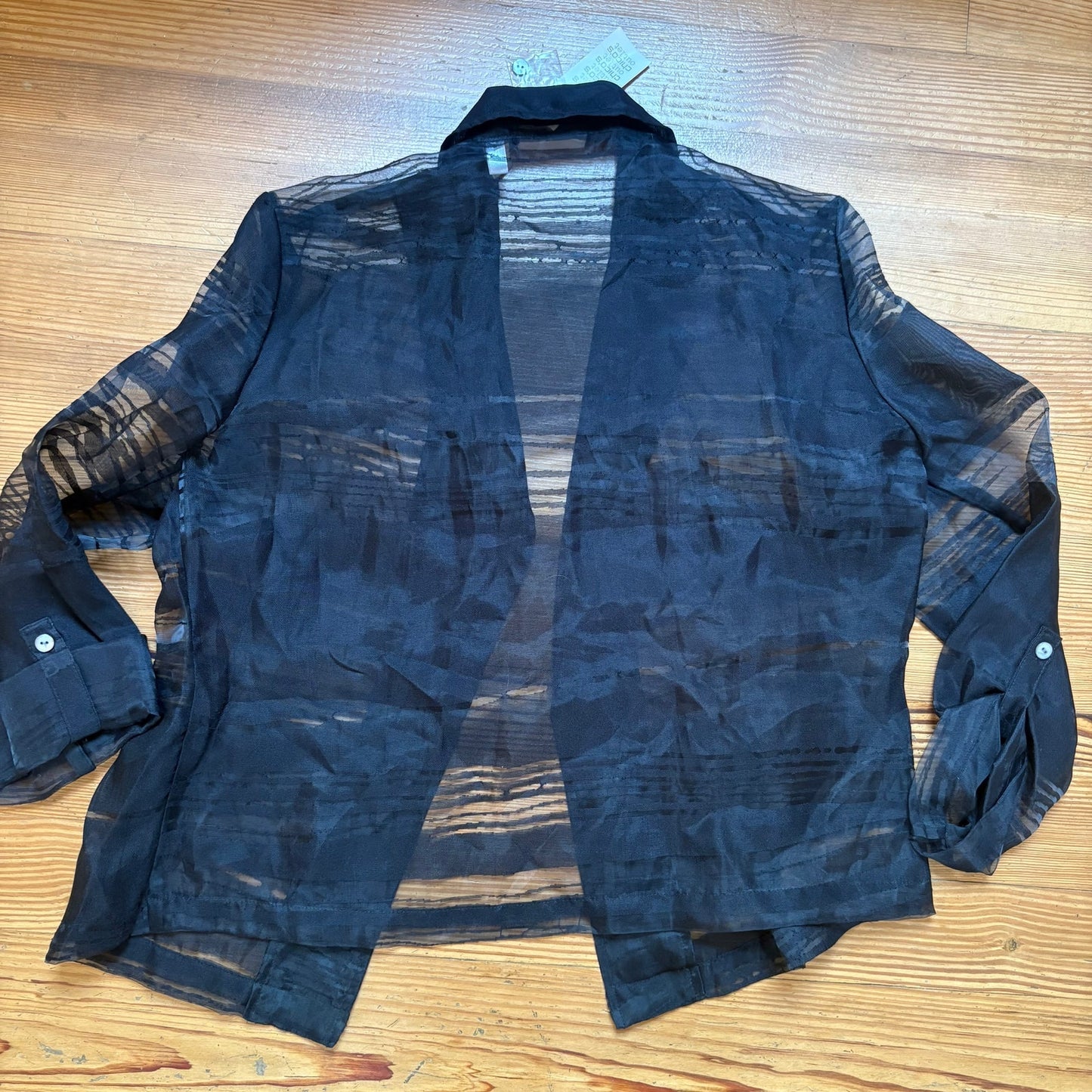 NWT Chico's sheer striped long sleeve open cardigan blazer SIZE 12