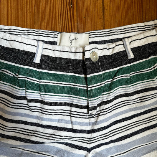 Josie white gray green striped linen shorts SIZE 4