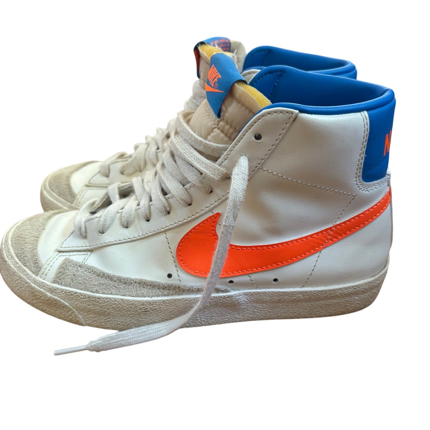 Nike Blazers white royal blue neon orange high top lace up sneakers SIZE 7
