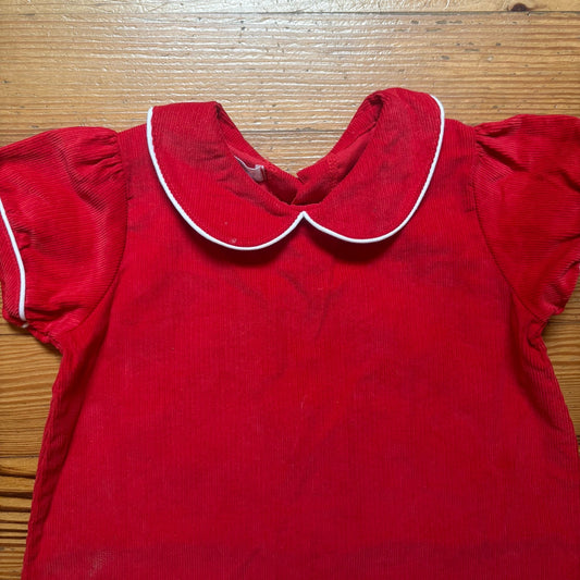 Mud Pie red corduroy short sleeve collar girls dress SIZE 4T