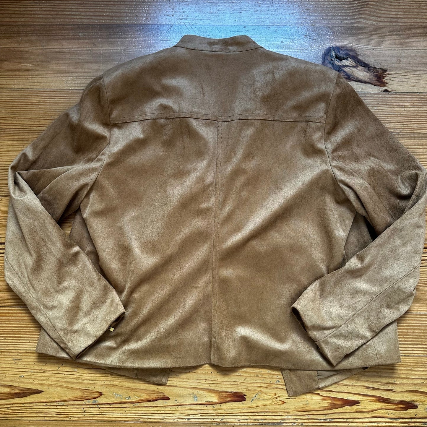 Rafaella faux suede tan open studded cardigan jacket SIZE XL