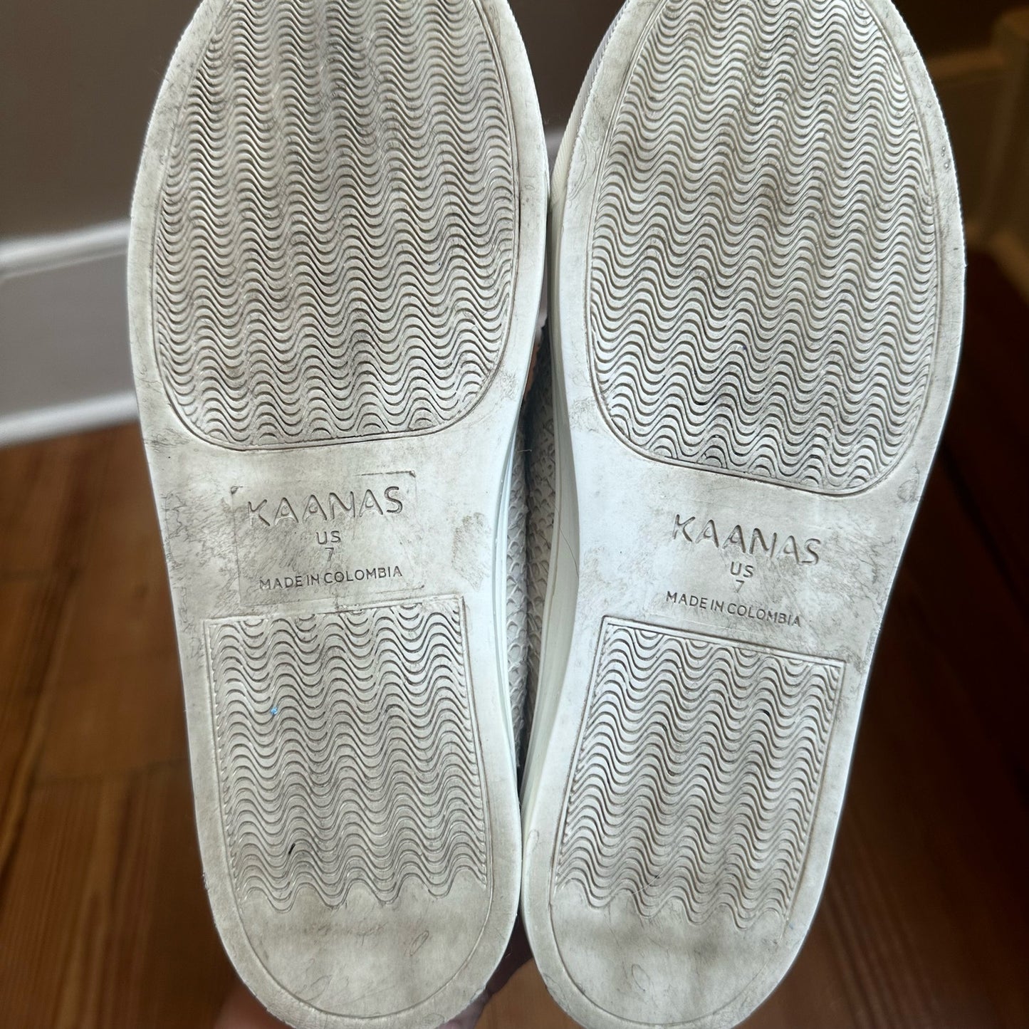 Kaanas Faro beige gold snake embossed slip on sneakers SIZE 7