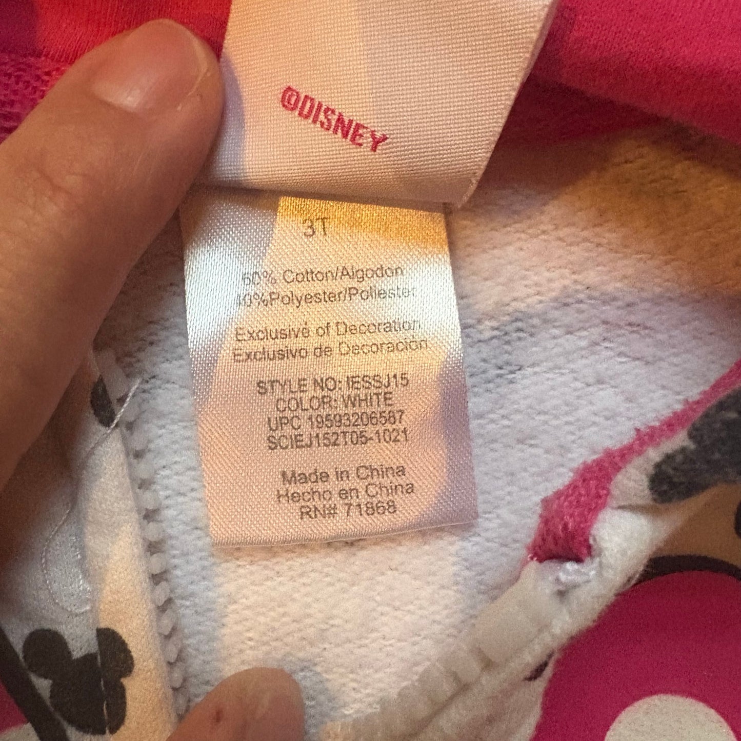 Disney Minnie Mouse black white polka dot full zip hooded sweatshirt SIZE 3T