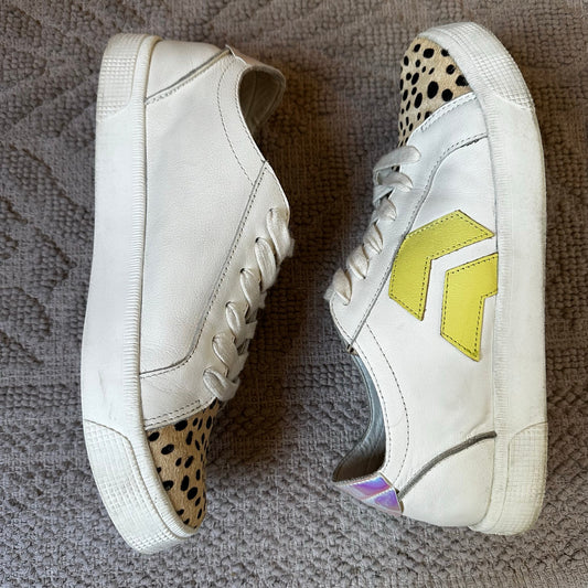 Dolce Vita Zaga mixed media white leather low top sneakers SIZE 7.5