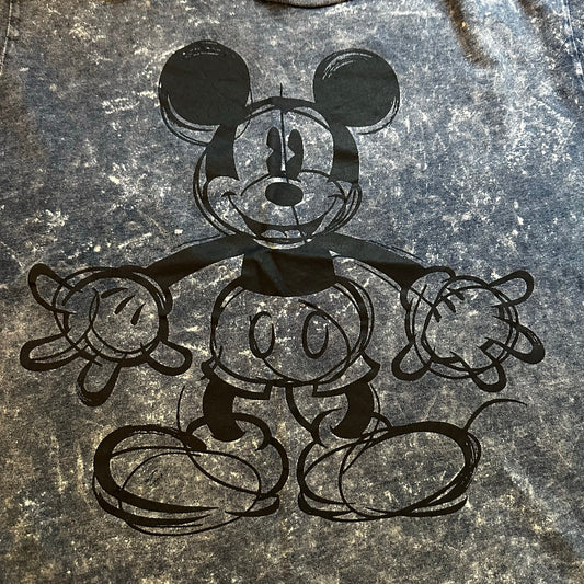 Disney Mickey blue white distressed cotton short sleeve shirt SIZE 2XL
