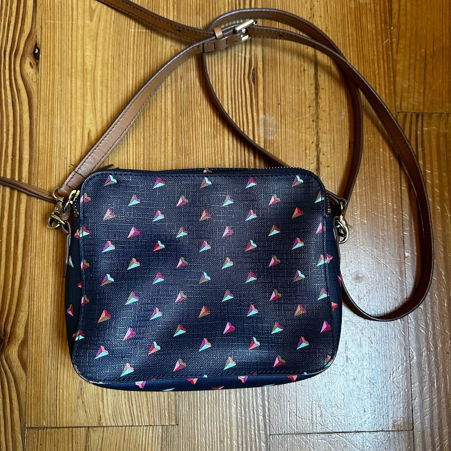 Fossil Sydney navy geometric crossbody shoulder bag