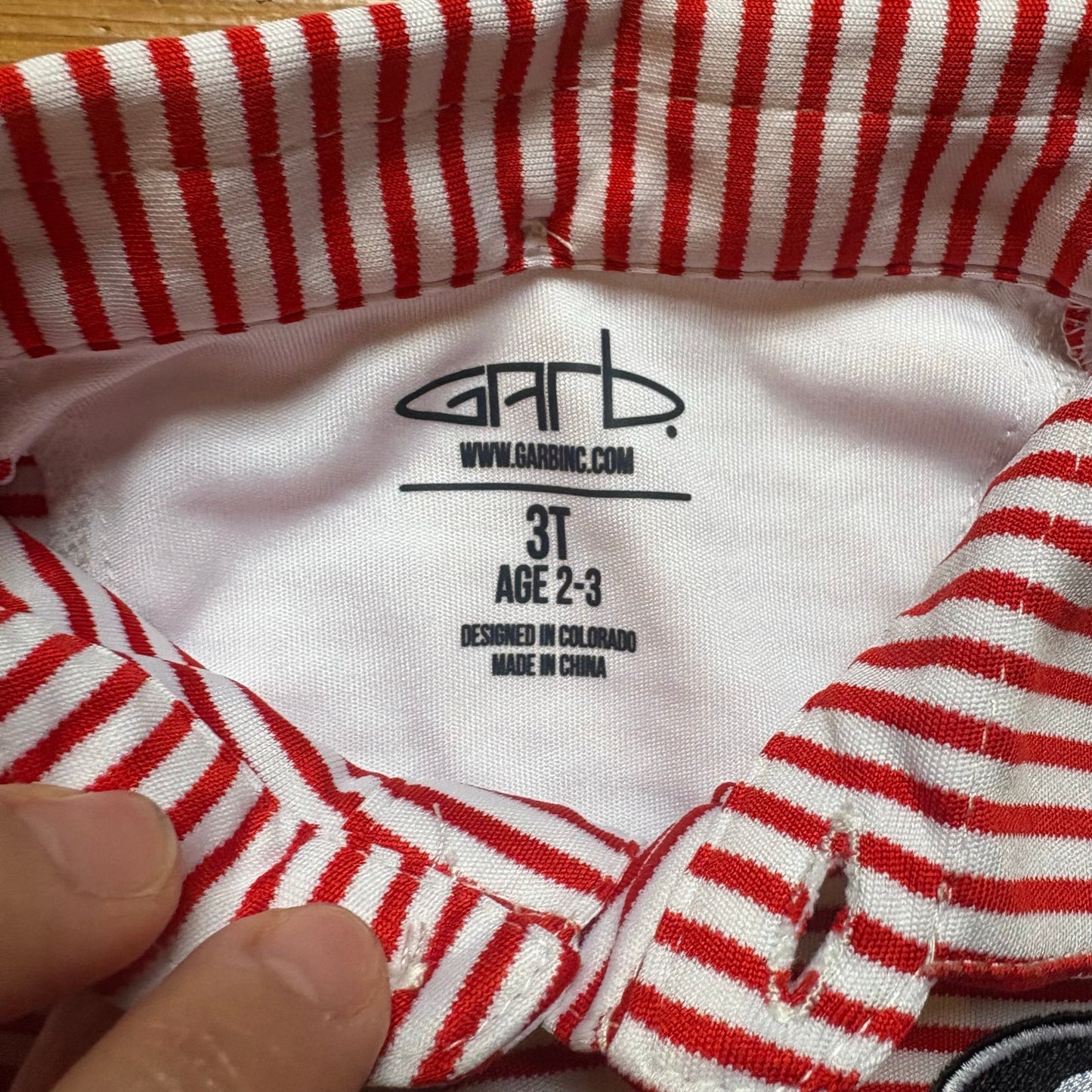 Garb red white striped Georgia Bulldogs short sleeve toddler polo shirt SIZE 3T