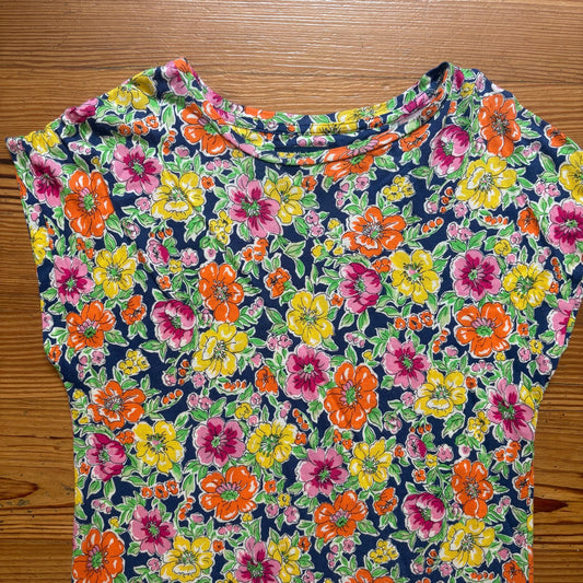 Ralph Lauren blue pink floral short sleeve modal dress SIZE S