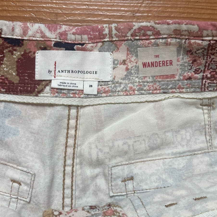 Anthropologie pink beige Wanderer high rise relaxed straight leg jeans SIZE 28
