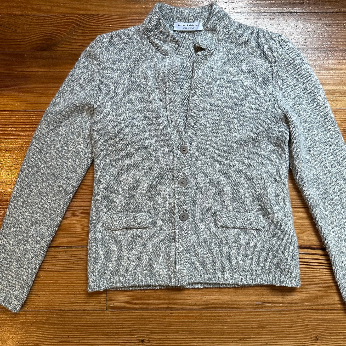 Amina Rubinacci light gray collar cardigan sweater SIZE 42/S