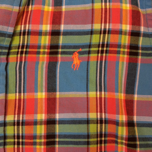 Ralph Lauren blue colorful plaid long sleeve womens button up shirt SIZE 8