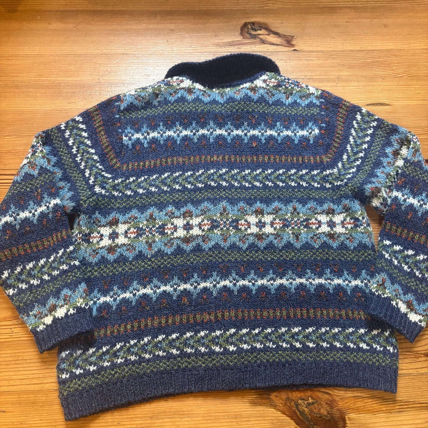 Classic Elements blue knit button up wool sweater SIZE XL