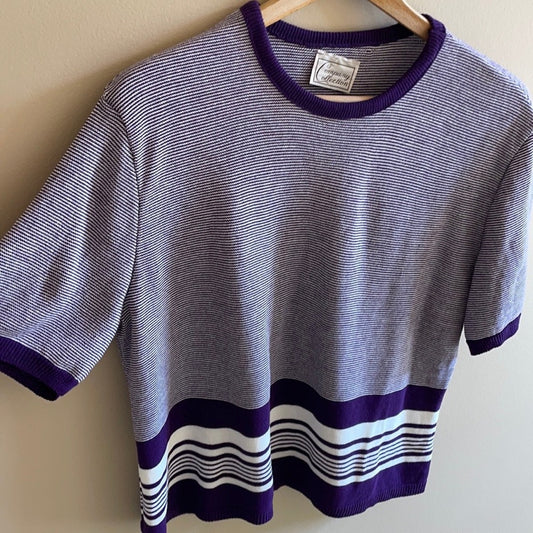 Vintage purple striped sweater tee SIZE L