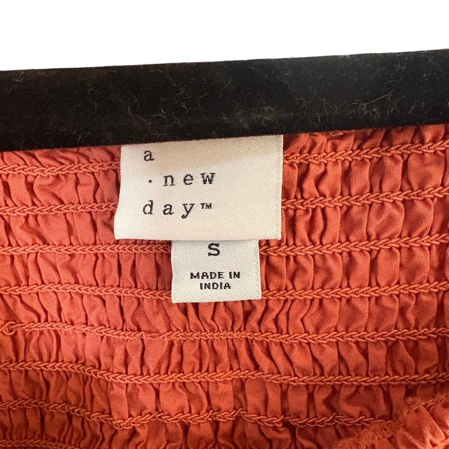 A New Day burnt orange eyelet cap sleeve long tiered maxi dress SIZE S