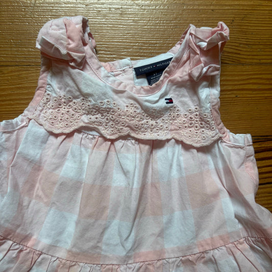 Tommy Hilfiger pink white checkered sleeveless eyelet toddler dress SIZE 3T
