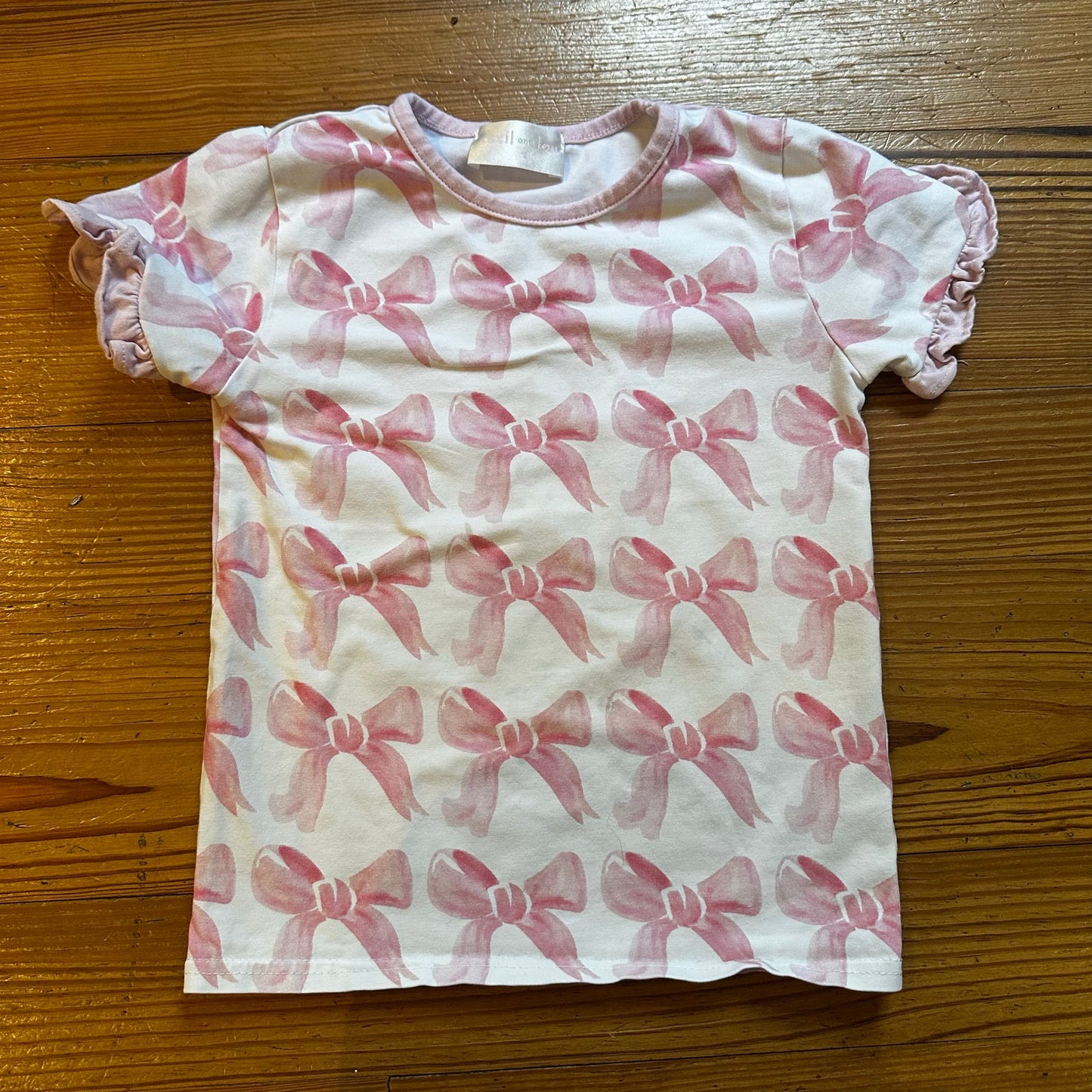Cecil and Lou white pink bow shirt sleeve tee shirt SIZE 5