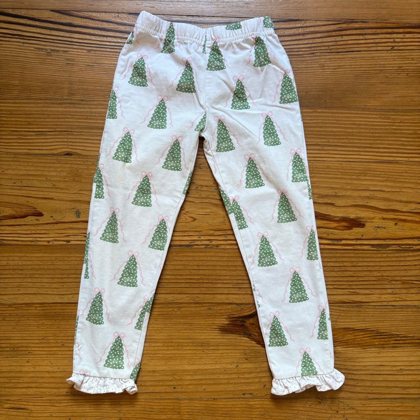 Cecil and Lou white holiday Christmas tree ruffle bottom pajama pants SIZE 3T
