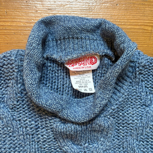 Grand vintage blue cable knit high neck pullover sweater SIZE 2