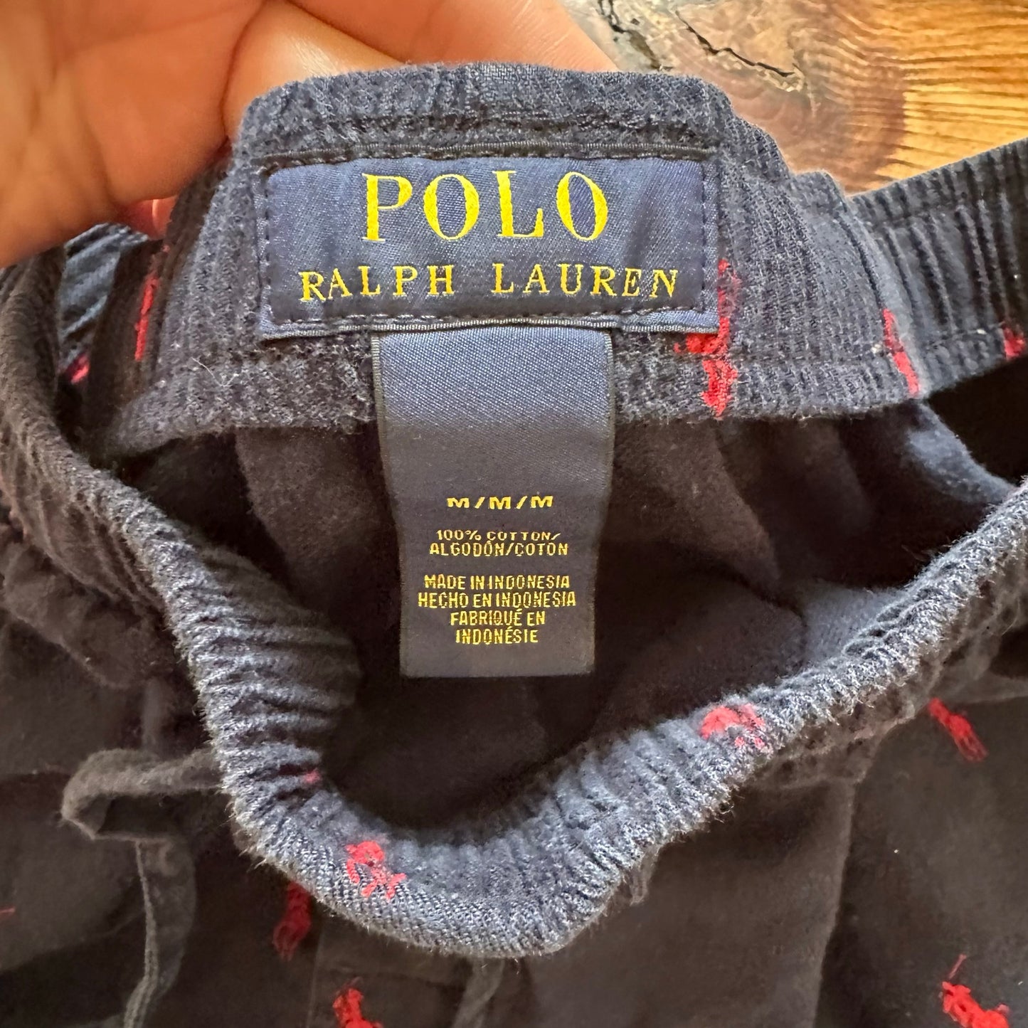 Polo Ralph Lauren navy blue red pony cotton drawstring logo pants SIZE M