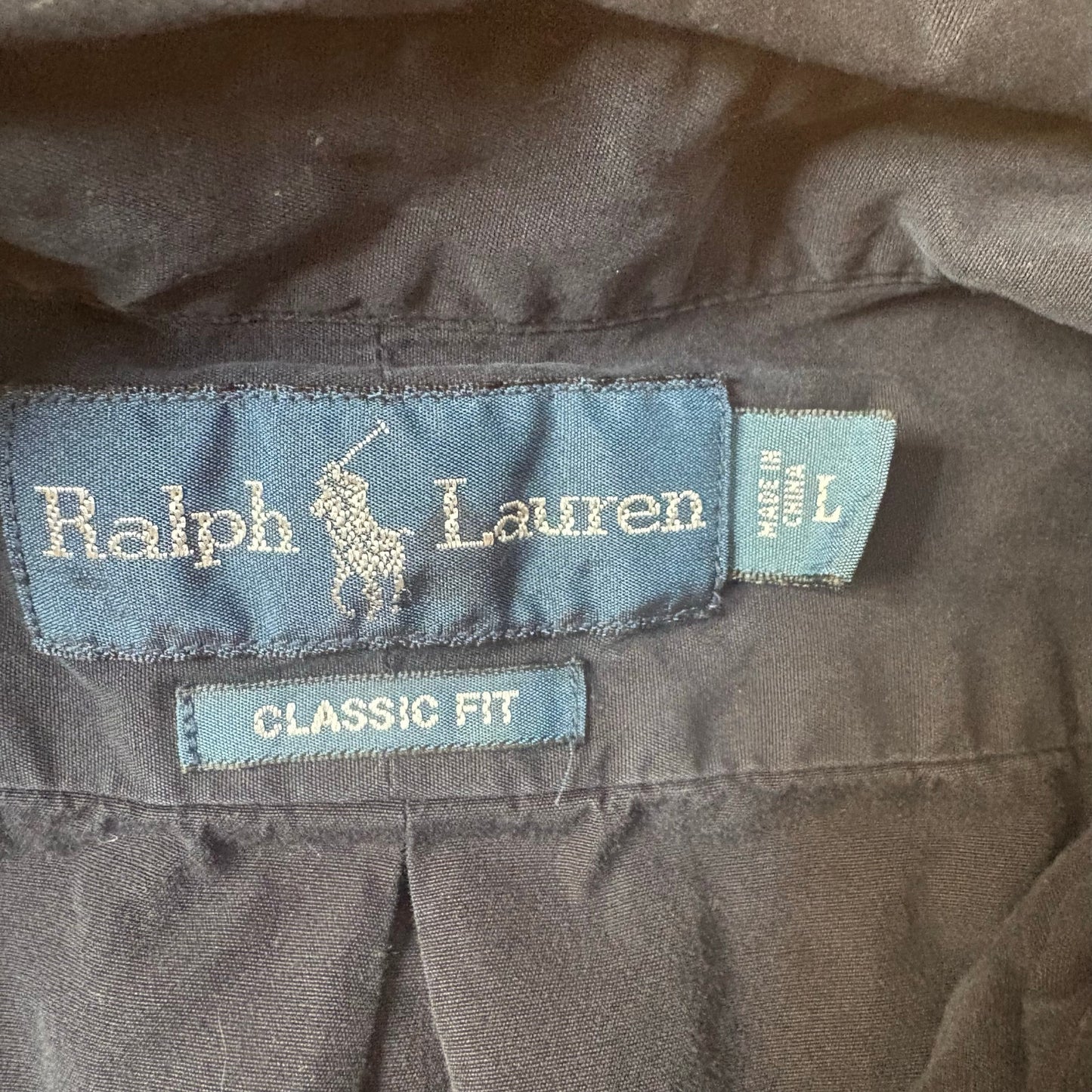 Ralph Lauren black classic fit long sleeve cotton button up shirt SIZE L