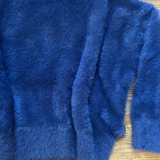 Altar'd State blue fuzzy mock neck cropped oversized sweater SIZE S