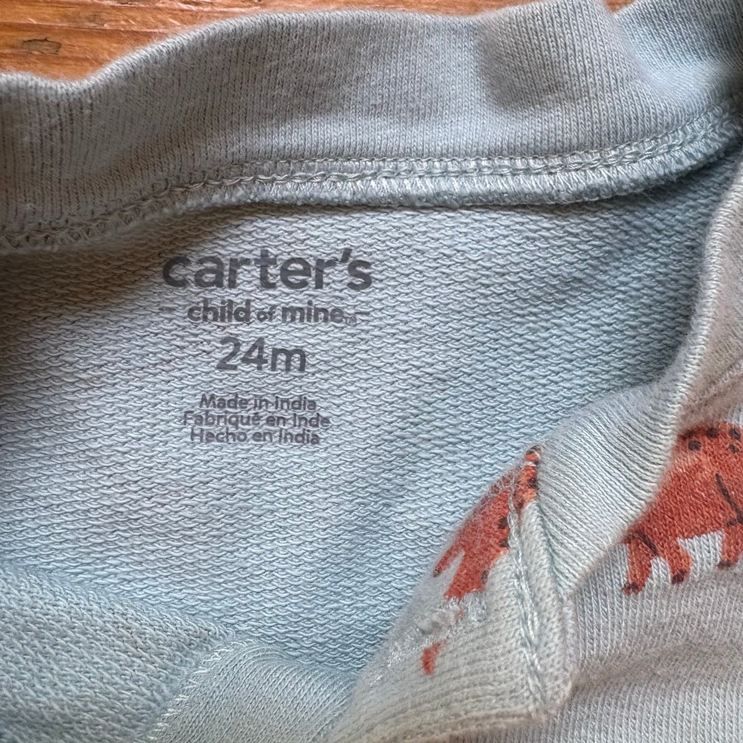 Carter's light blue dinosaur long sleeve pants boys one piece SIZE 24M