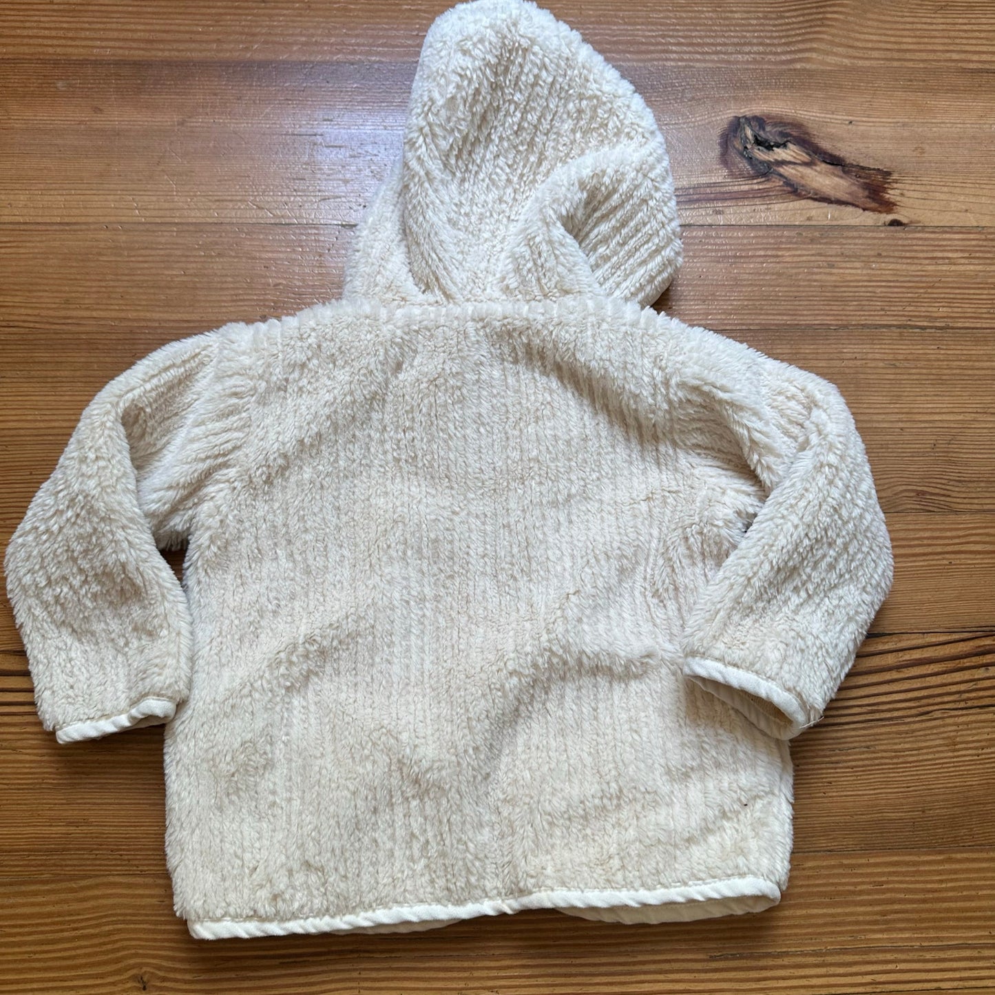 Eyelet & Ivy toddler ivory ribbed fleece hooded full zip sweater SIZE 3