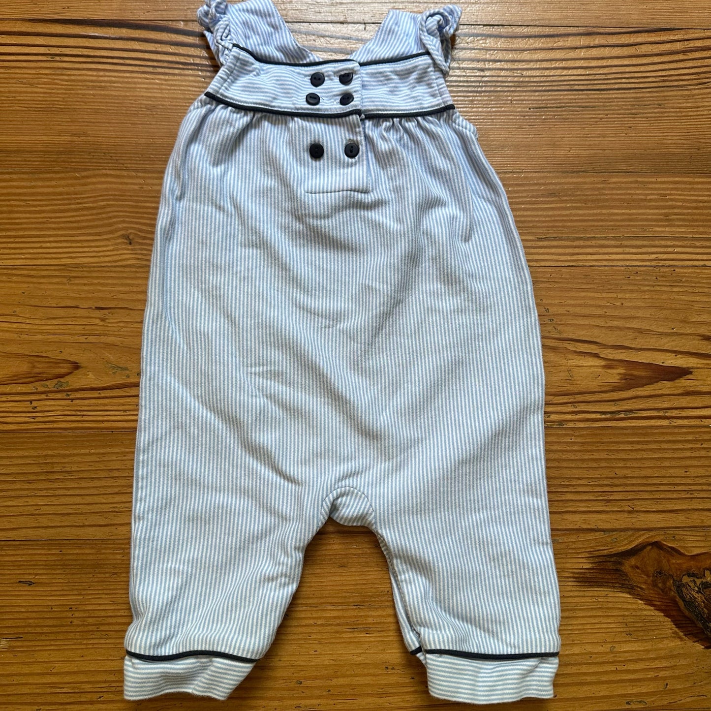 Posh Pickle blue white striped navy bow accent romper SIZE 24M