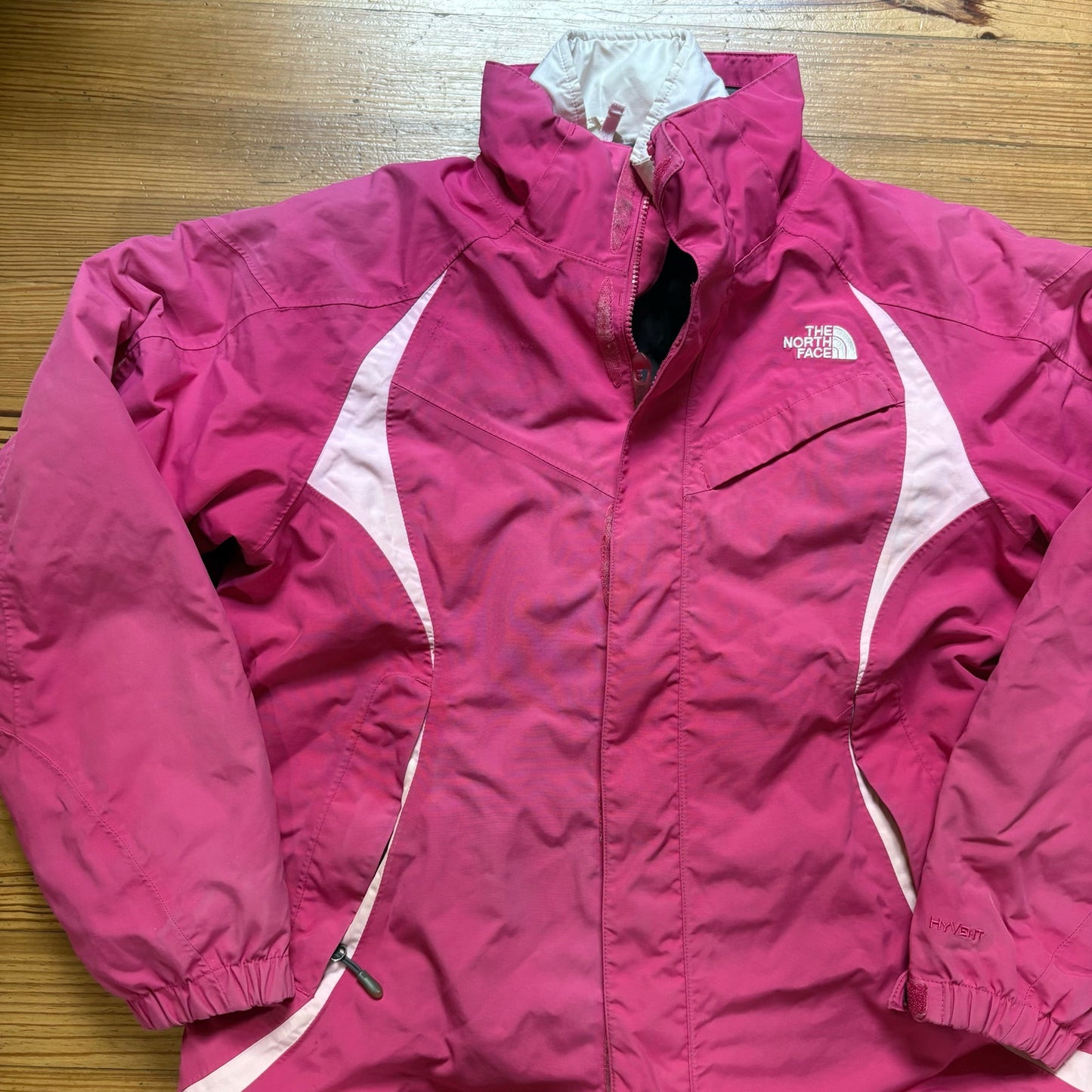 The North Face pink sweater lined full zip heavy winter coat SIZE L