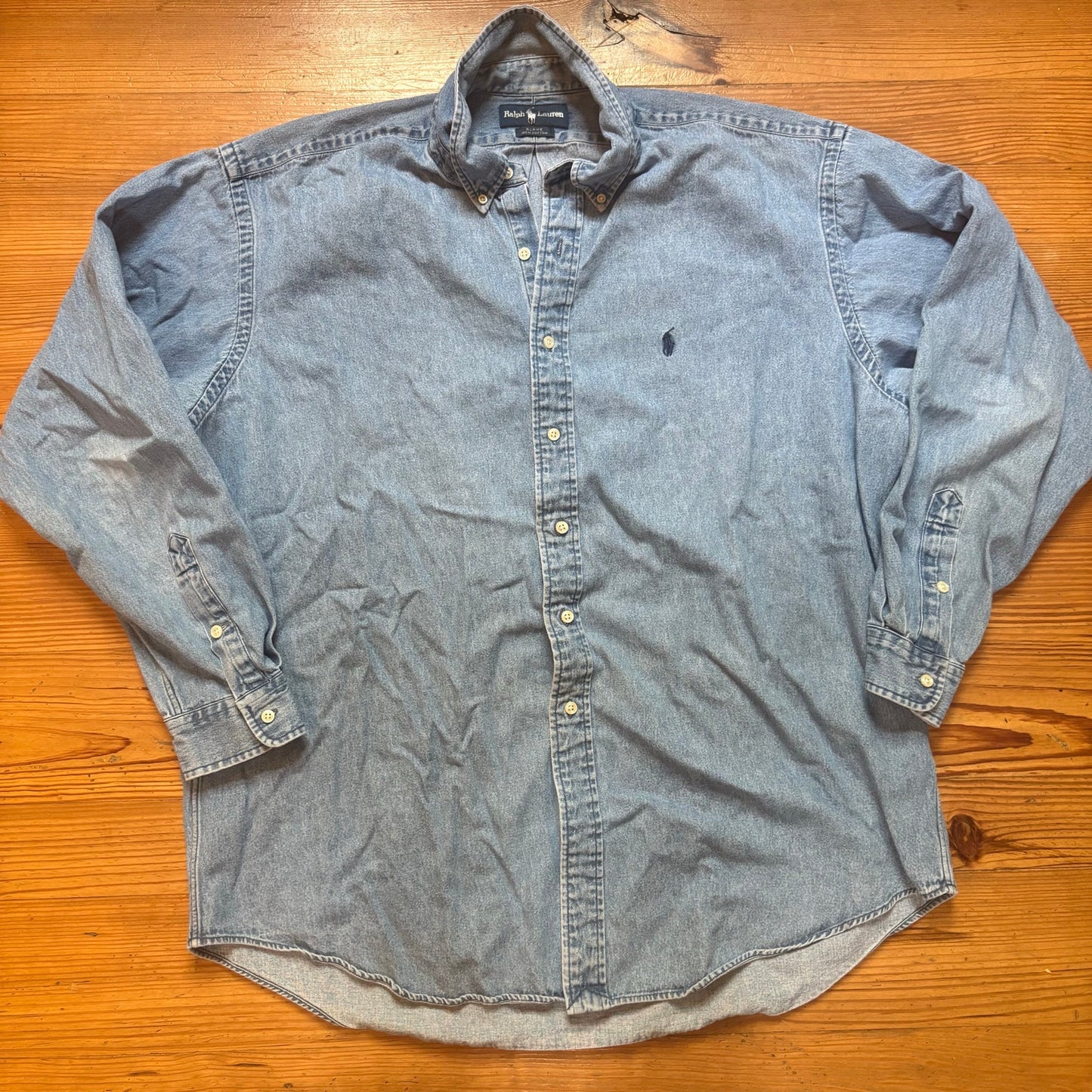 Ralph Lauren Blake blue denim long sleeve button up shirt SIZE XXXL