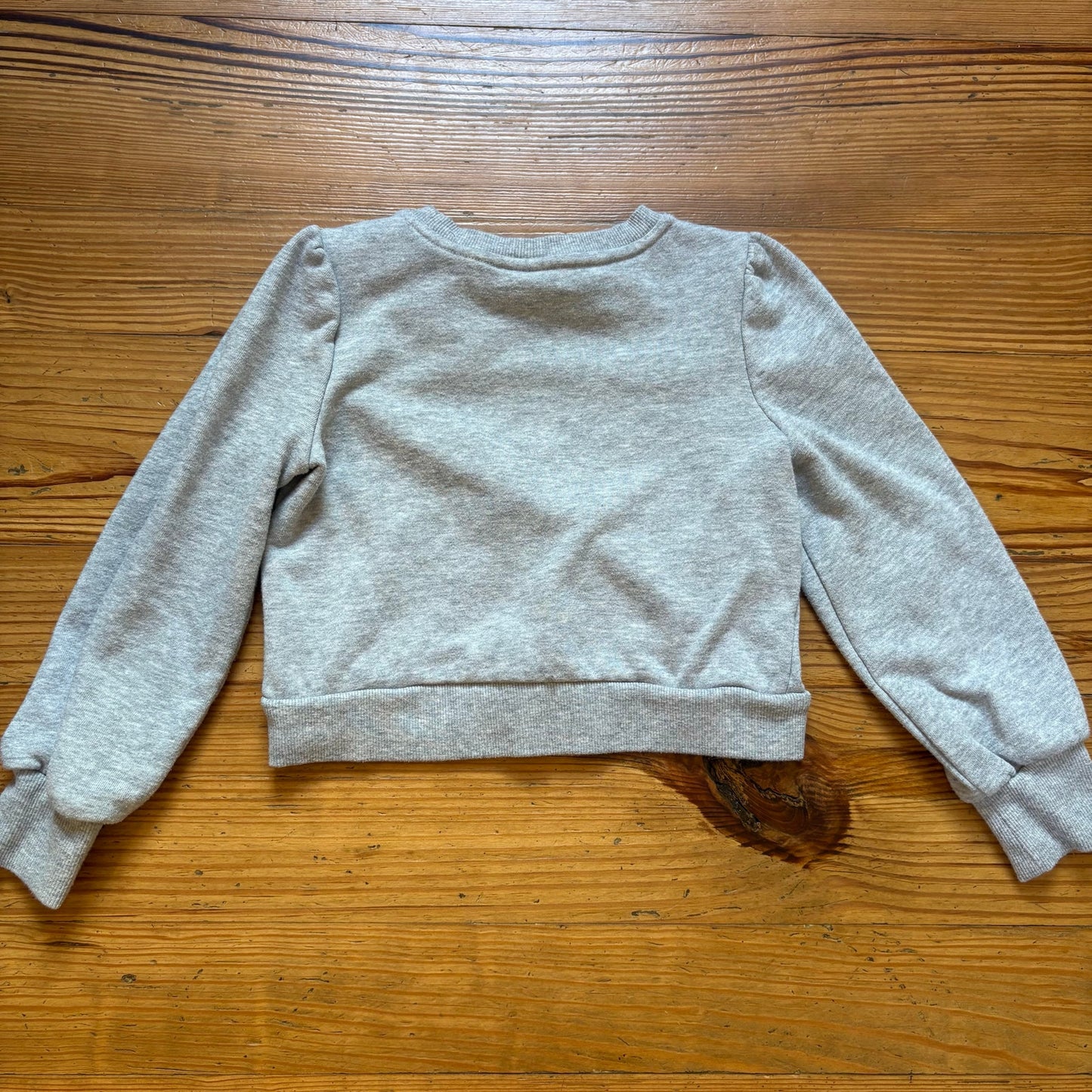 Janie and Jack gray lace bow puff sleeve cropped sweatshirt SIZE 7
